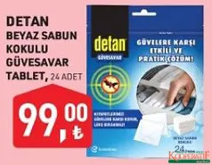 DETAN BEYAZ SABUN KOKULU GÜVESAVAR TABLET 24 ADET fiyat ve kampanya bilgisi